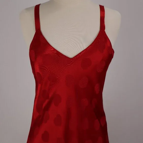🌺 Vintage Cacique Hearts Long Nightgown Negligee Lingerie Sexy Valentine's Day
